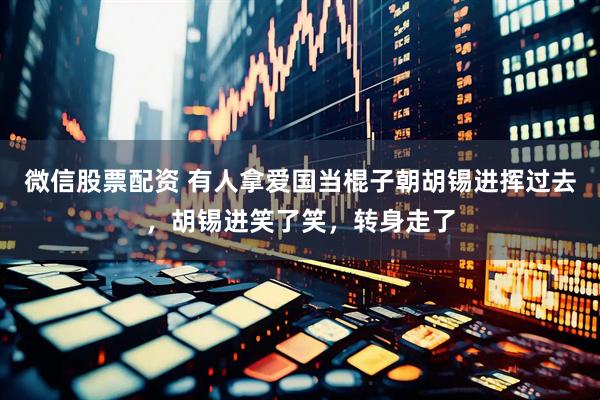 微信股票配资 有人拿爱国当棍子朝胡锡进挥过去，胡锡进笑了笑，转身走了